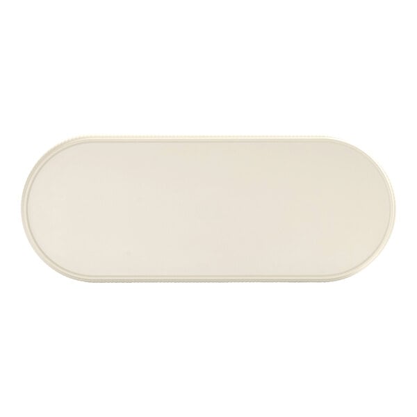 Cal-Mil Arista 20" x 8" Ivory Oval Raised Rim Melamine Platter - 6/Case