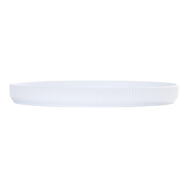 Cal-Mil Arista 14" Round White Raised Rim Melamine Plate - 6/Case