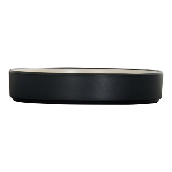 Cal-Mil Hudson 6" Round Black and Ivory Raised Rim Melamine Plate - 6/Case