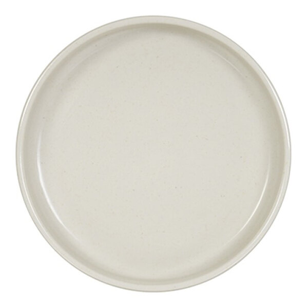 Cal-Mil Sorelle 6" Round White and Ivory Speckle Raised Rim Melamine Plate - 6/Case