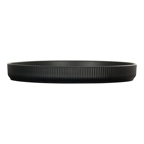 Cal-Mil Arista 12" Round Black Raised Rim Melamine Plate - 6/Case