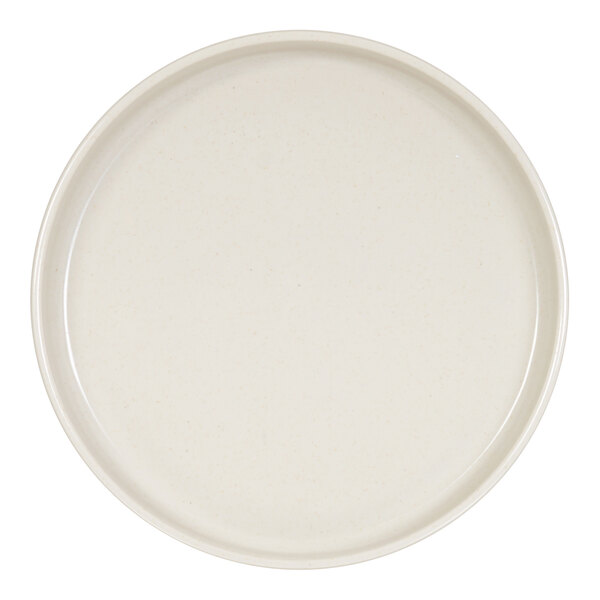 Cal-Mil Sorelle 8" Round Black and Ivory Speckle Raised Rim Melamine Plate - 6/Case
