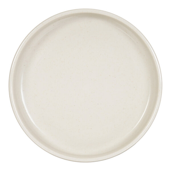Cal-Mil Sorelle 6" Round Black and Ivory Speckle Raised Rim Melamine Plate - 6/Case
