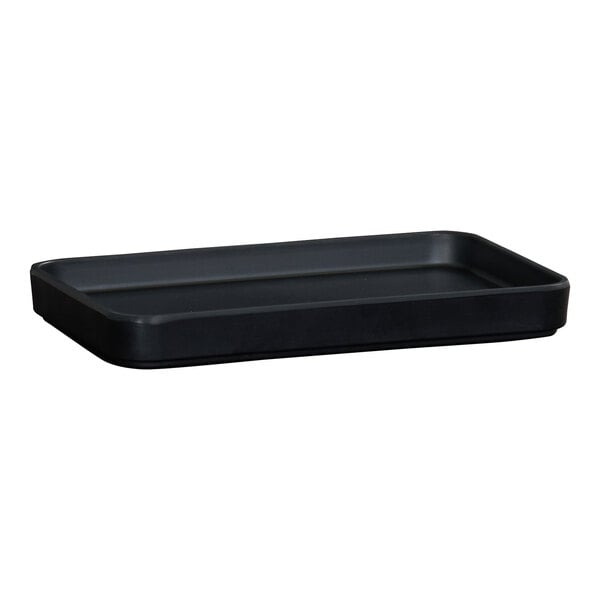 Cal-Mil Hudson 9" x 6" Rectangular Black Low Rim Melamine Tray - 6/Case