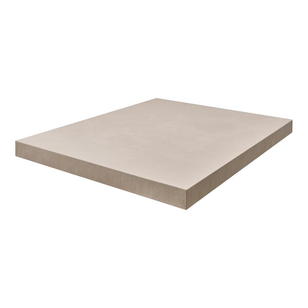 A square sandstone-colored laminate indoor table top.