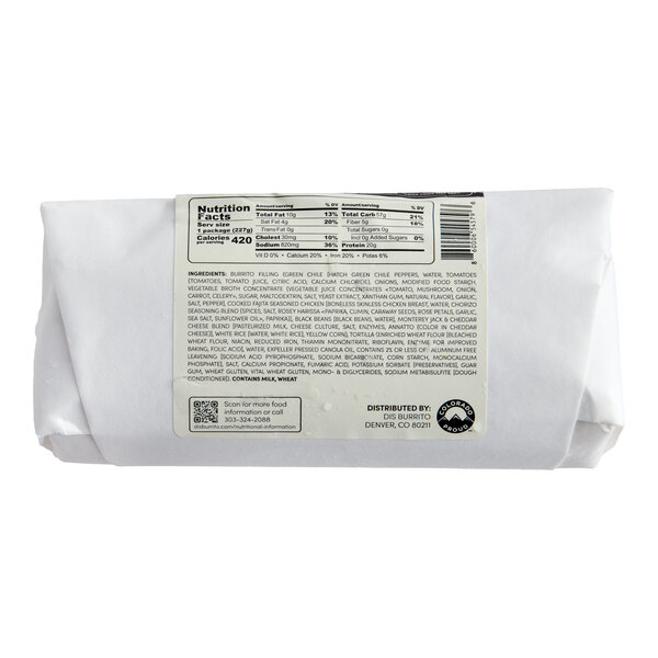 Dis Burrito Chicken Fiesta Burrito 8 oz. - 12/Case
