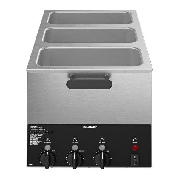 Vollrath 72033 33W-120 Triple-Well 1/3 Size Countertop Food Warmer / Rethermalizer - 120V, 1,200W