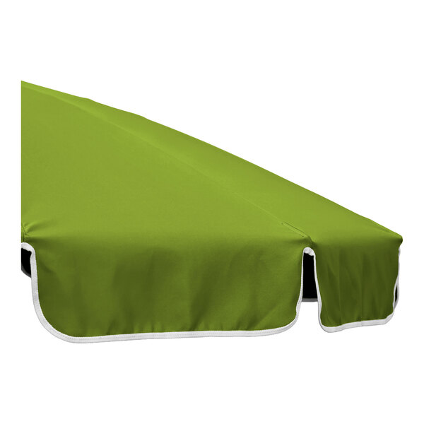 A green round umbrella canopy with white trim, designed for outdoor use.