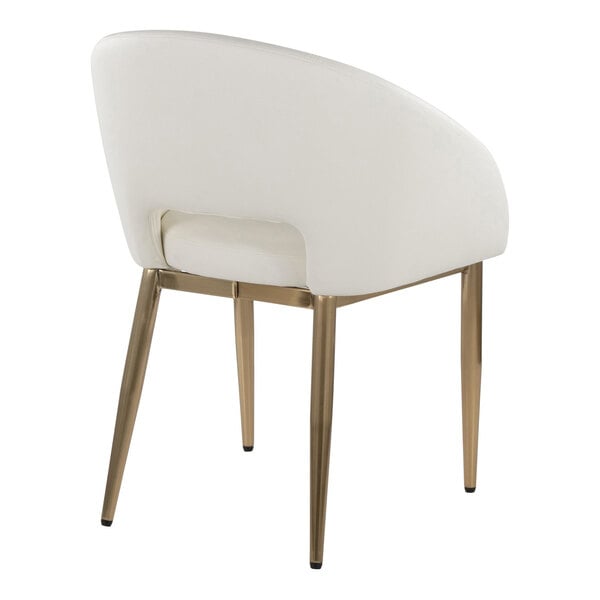LumiSource Renee Gold Metal Chair with White Faux Leather Bucket Seat and Armrests - 2/Case