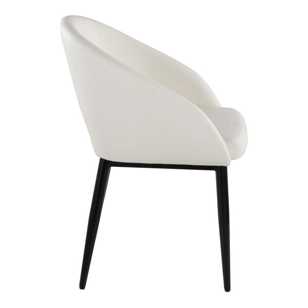 LumiSource Renee Black Metal Chair with White Faux Leather Bucket Seat and Armrests - 2/Case