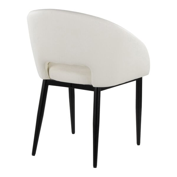 LumiSource Renee Black Metal Chair with White Faux Leather Bucket Seat and Armrests - 2/Case