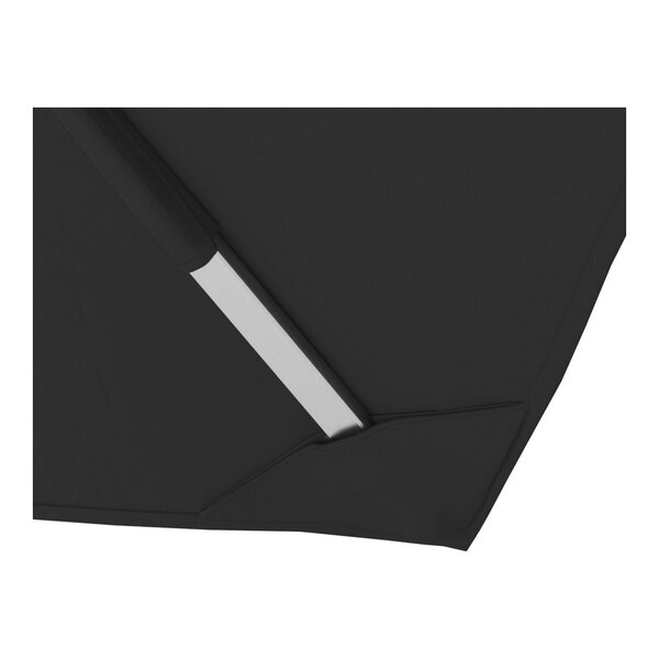 A black square cantilever umbrella with a silver aluminum base and awning-grade canopy.