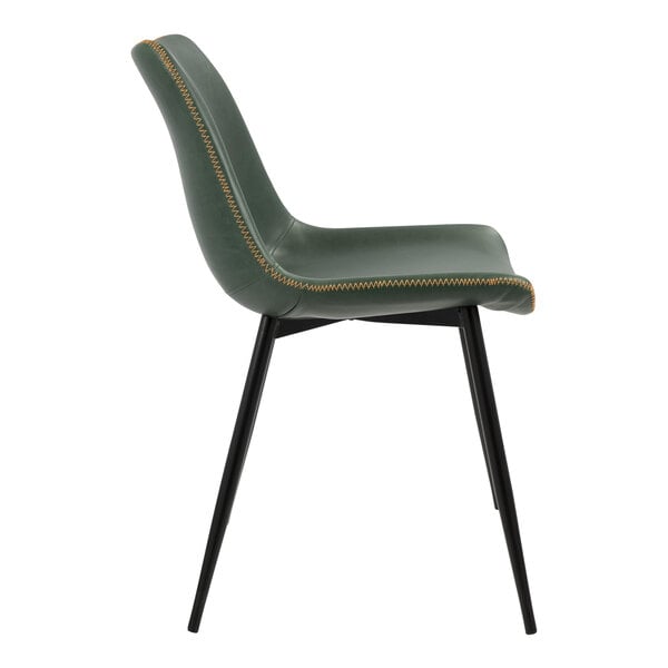 LumiSource Durango Black Metal Chair with Green Faux Leather Seat and Back - 2/Case