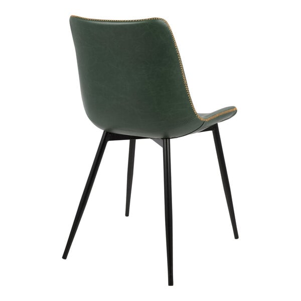 LumiSource Durango Black Metal Chair with Green Faux Leather Seat and Back - 2/Case