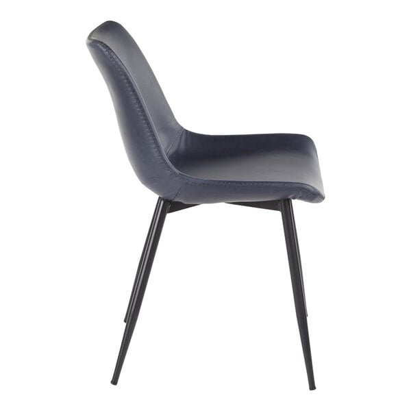 LumiSource Durango Black Metal Chair with Blue Faux Leather Seat and Back - 2/Case
