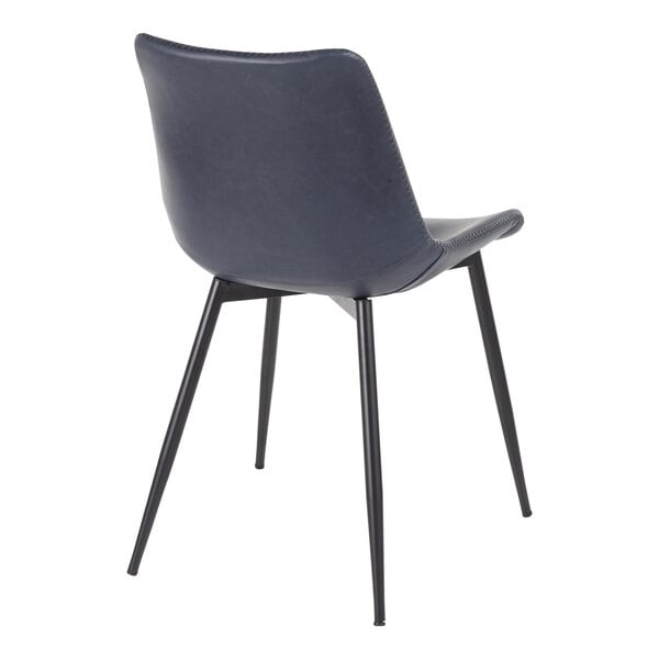 LumiSource Durango Black Metal Chair with Blue Faux Leather Seat and Back - 2/Case