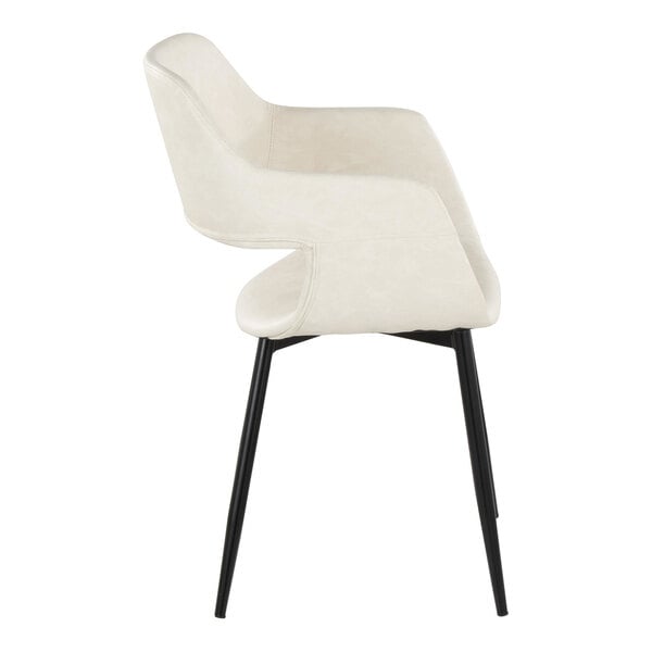 LumiSource Margarite Black Metal Chair with Cream Faux Leather Bucket Seat and Armrests - 2/Case
