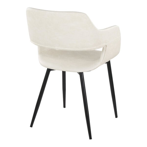 LumiSource Margarite Black Metal Chair with Cream Faux Leather Bucket Seat and Armrests - 2/Case