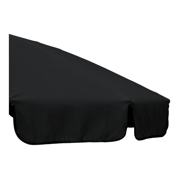 An 8 1/2-foot round black umbrella canopy with black binding, designed for use with a push lift mechanism and a black aluminum pole.