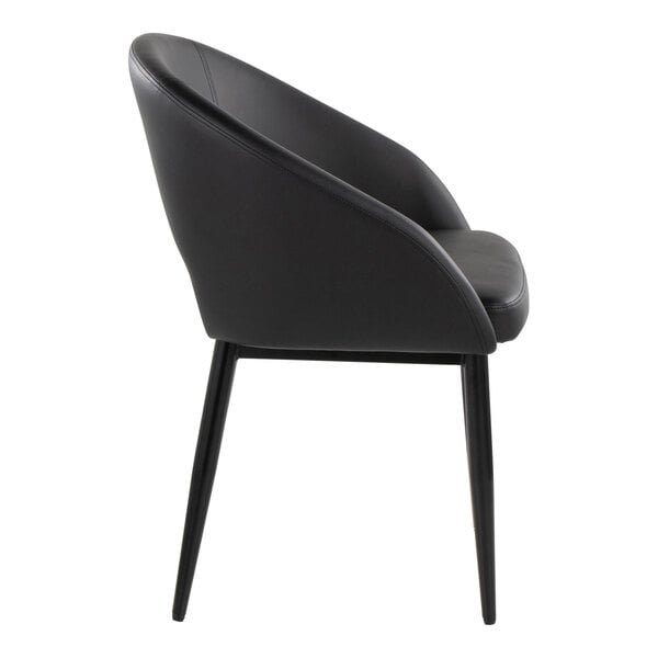 LumiSource Renee Black Metal Chair with Black Faux Leather Bucket Seat and Armrests - 2/Case