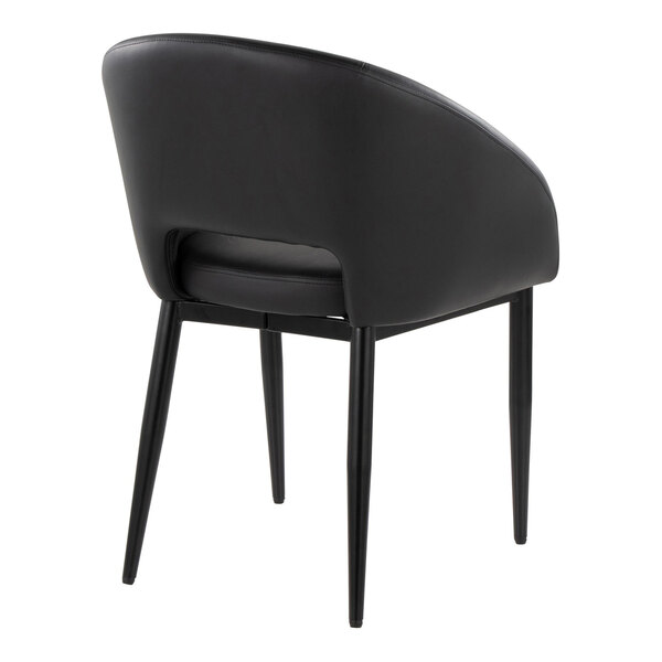 LumiSource Renee Black Metal Chair with Black Faux Leather Bucket Seat and Armrests - 2/Case