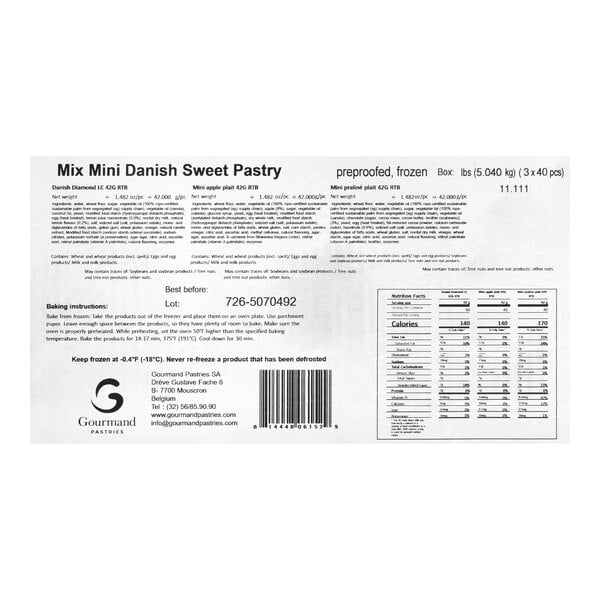 Gourmand Pastries Ready-to-Bake Mini Danish Pastry Assortment 1.48 oz. - 120/Case