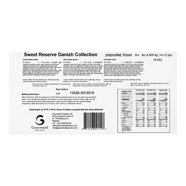 Gourmand Pastries Ready-to-Bake Danish Pastry Assortment 3.35 oz. - 48/Case
