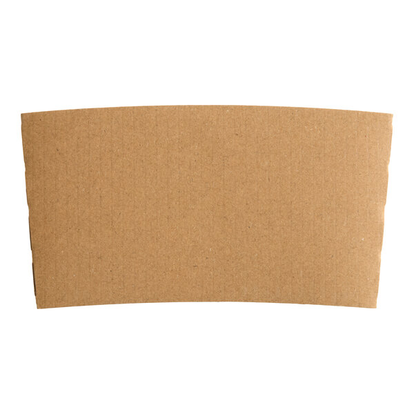A plain kraft coffee cup sleeve designed to insulate hot beverages.