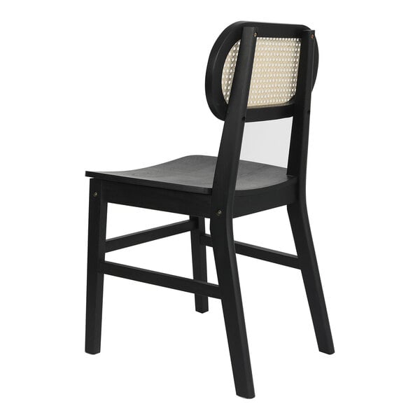 Flash Furniture Jacob Natural Cane Rattan Chair with Black Solid Wood Frame and Seat - 2/Case
