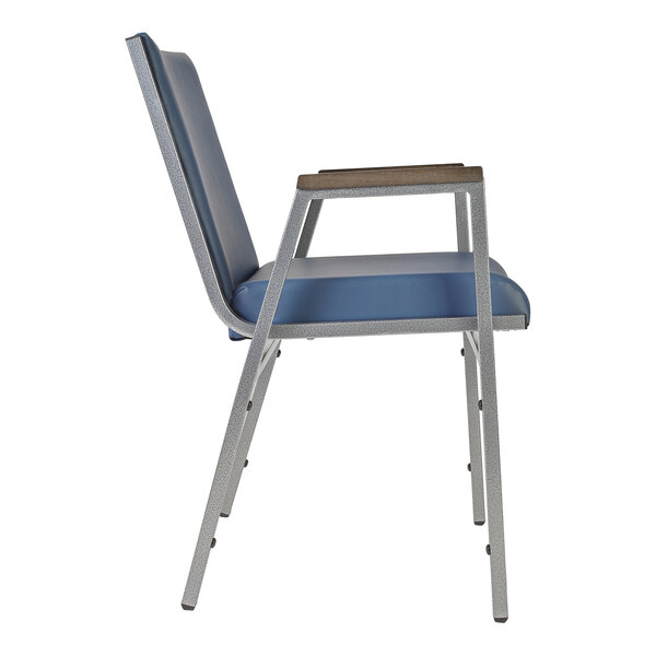 Flash Furniture XU-60154-NVY-VYL-GG Hercules Heavy-Duty Navy Vinyl Stack Chair with Arms