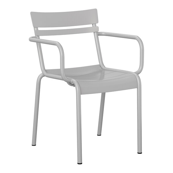 Flash Furniture Nash Silver Steel Indoor / Outdoor Stackable Slat Back Arm Chair