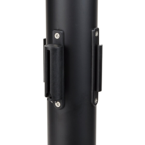 a black hinge with a white background