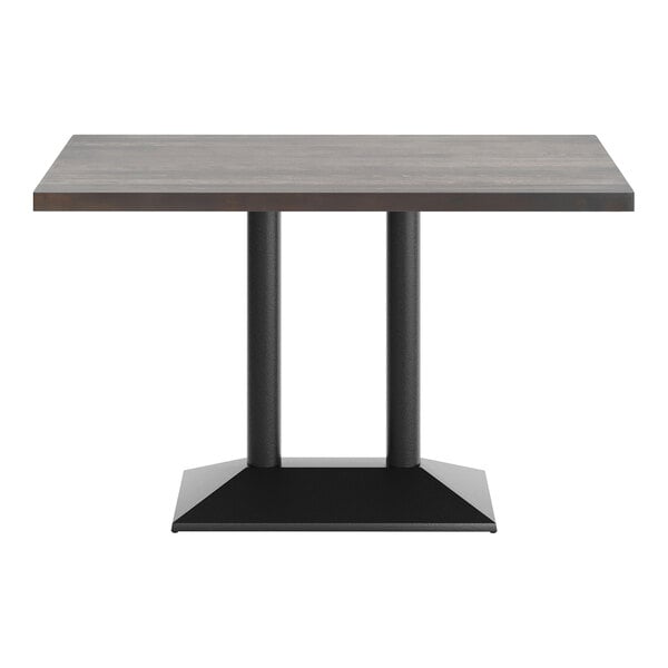 Flash Furniture Bennett 48" x 30" Dark Brown Beechwood Standard Height Table with Black Double Column Base