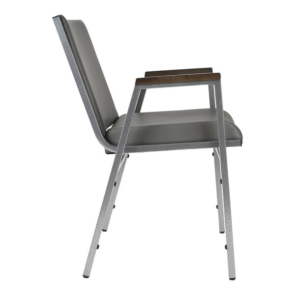 Flash Furniture XU-60154-GRY-VYL-GG Hercules Heavy-Duty Gray Vinyl Stack Chair with Arms