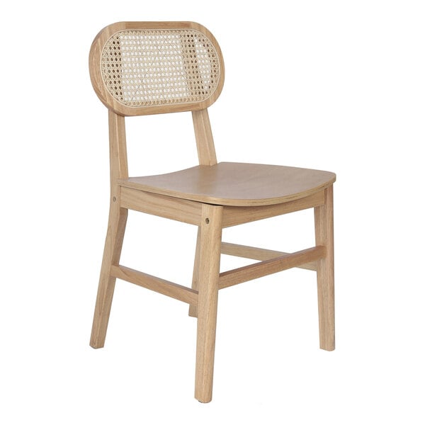 Flash Furniture Jacob Natural Cane Rattan Chair with Natural Solid Wood Frame and Seat - 2/Case