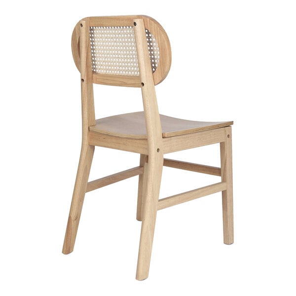 Flash Furniture Jacob Natural Cane Rattan Chair with Natural Solid Wood Frame and Seat - 2/Case