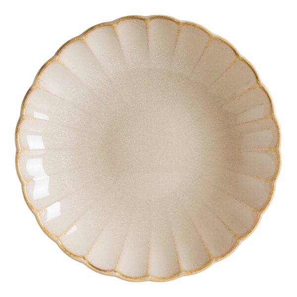 Bonna by Global Tableware Collective East Sand 10" Scalloped Round Tan Porcelain Deep Plate - 6/Case