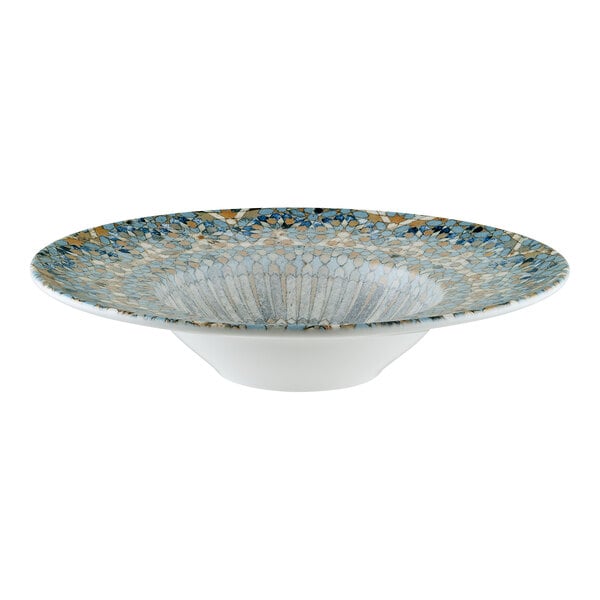 Bonna by Global Tableware Collective Luca Mosaic 9 1/2" Round Multi-Colored Porcelain Wide Rim Deep Plate - 12/Case