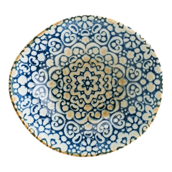Bonna by Global Tableware Collective Alhambra 16 oz. Irregular Round Blue and Orange Porcelain Bowl - 12/Case