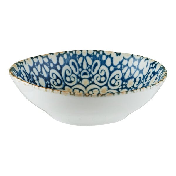 Bonna by Global Tableware Collective Alhambra 16 oz. Irregular Round Blue and Orange Porcelain Bowl - 12/Case