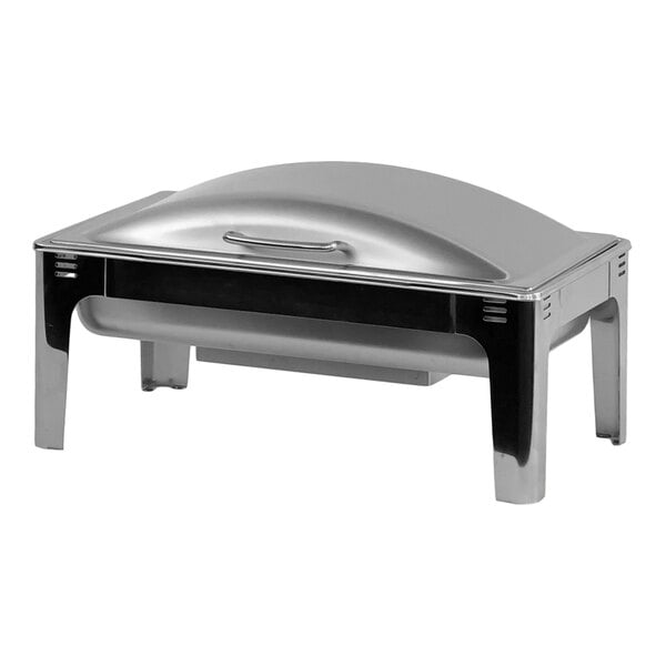 Eastern Tabletop EcoServe Classic Nivo 8 Qt. Full Size Stainless Steel Rectangular Waterless Chafer with Soft-Close Steel Lid EB15512