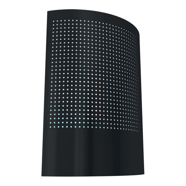 A black LED insect light trap with a curved front panel featuring a grid of small circular holes.