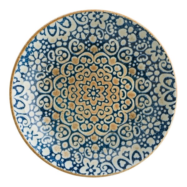 Bonna by Global Tableware Collective Alhambra 10" Round Blue and Orange Porcelain Deep Plate - 6/Case