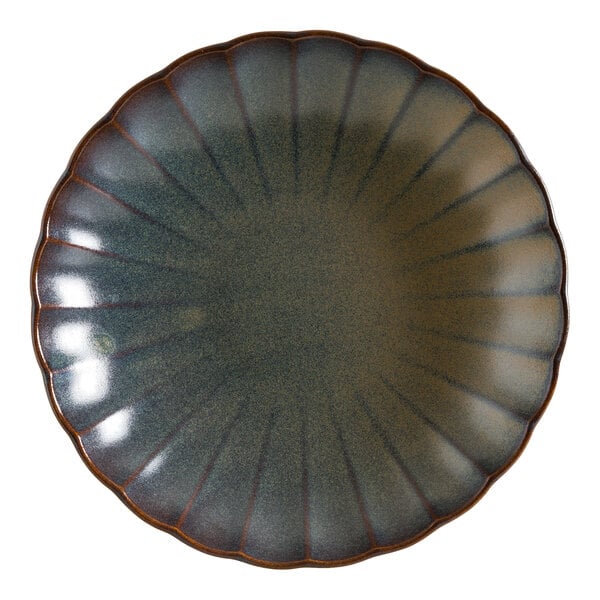 Bonna by Global Tableware Collective East Gloire 10" Scalloped Round Blue Green Porcelain Deep Plate - 6/Case