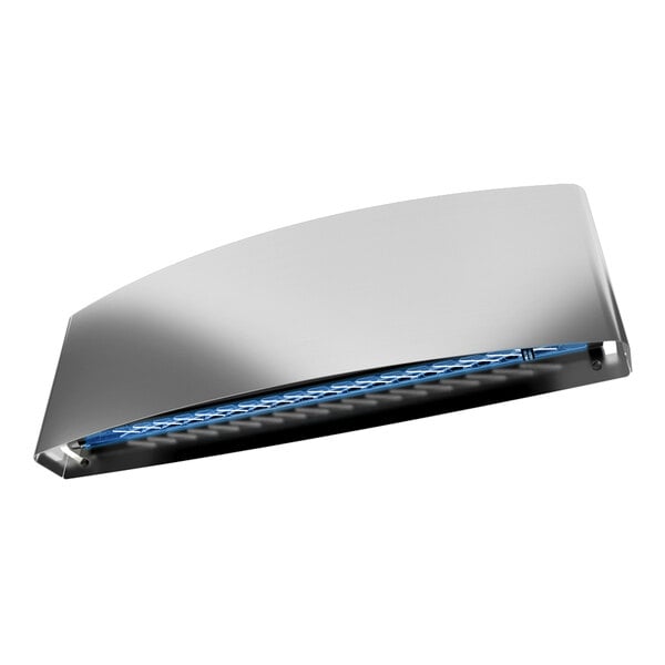 A stainless steel wall-mount LED insect light trap with a sleek, curved design.
