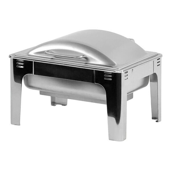 Eastern Tabletop EcoServe Classic Nivo 6 Qt. 2/3 Size Stainless Steel Square Waterless Chafer with Soft-Close Steel Lid EB15513