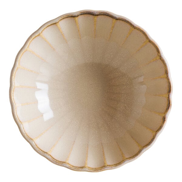 Bonna by Global Tableware Collective East Sand 6 3/8" Scalloped Round Tan Porcelain Deep Plate - 12/Case
