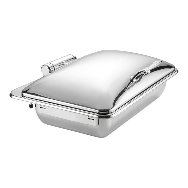 Eastern Tabletop EcoServe Classic Crown 8 Qt. Full Size Stainless Steel Rectangular Waterless Chafer with Hinged Steel Lid EB15515