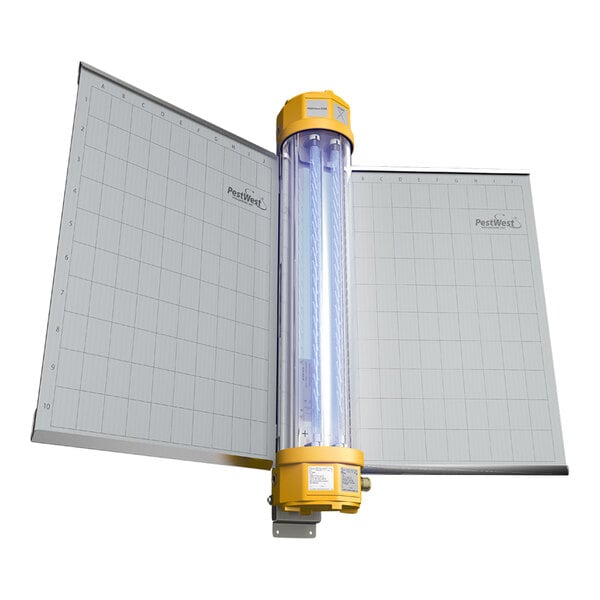 A stainless steel wall-mount LED insect trap light with two large grid panels and a central LED tube.