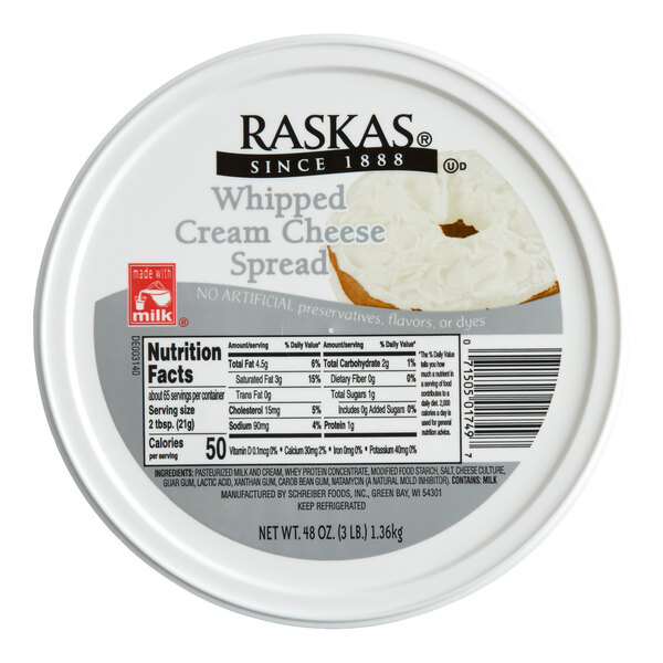 Raskas Whipped Cream Cheese Spread 3 lb. - 4/Case